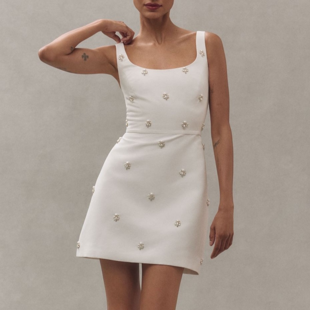 Sachin + Babi White Embellished Sleeveless Mini Dress